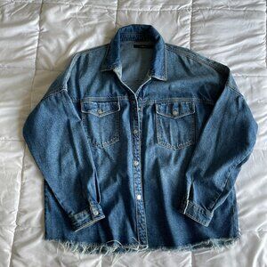 Mavi Livia Denim Shirt in Medium Wash - Size L/XL